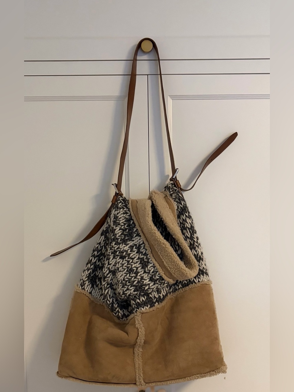 Kors Men’s Runway Sample Black & White Knit with Tan Scherling Messenger